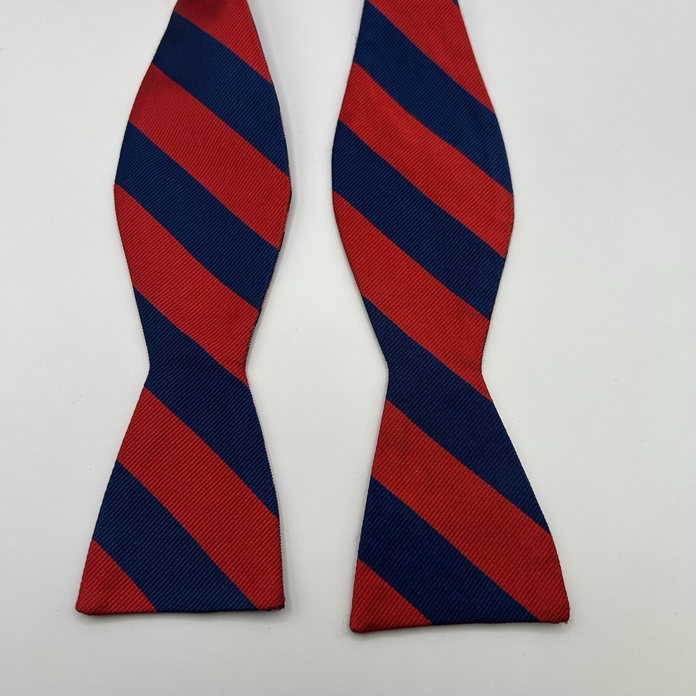 Countess‎ Mara Bow Tie Silk Red Blue Striped Repp 2" Wide Self Tie